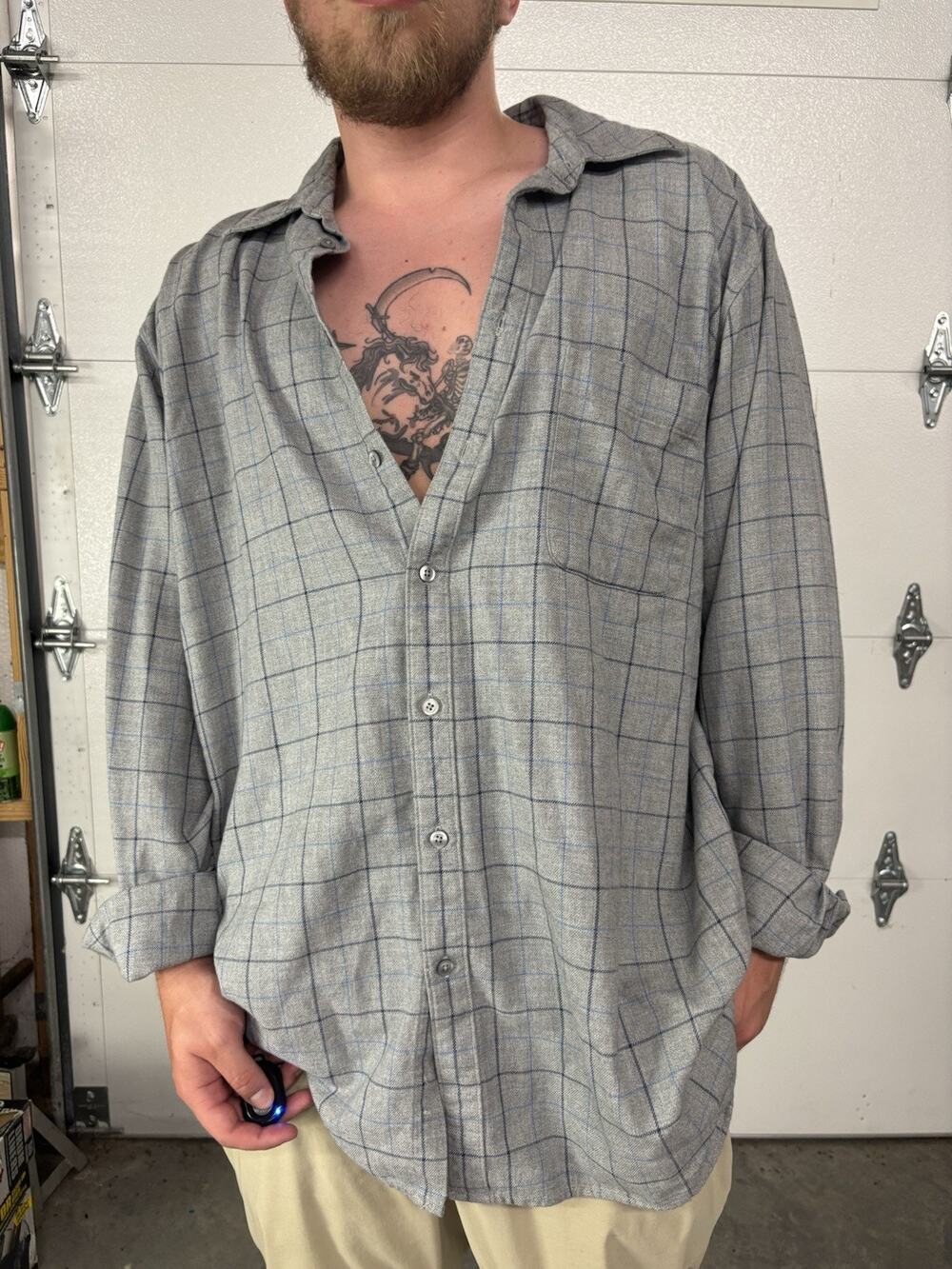 Vintage GAP Flannel Shirt Mens Size XXL Gray Striped Button Down 90s Y2K Grunge
